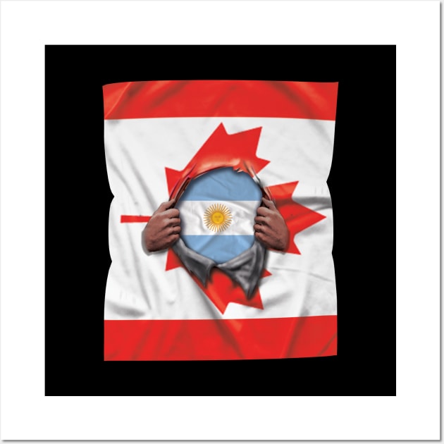 Argentina Flag Canadian Flag Ripped Open - Gift for Argentinian From Argentina Wall Art by Country Flags